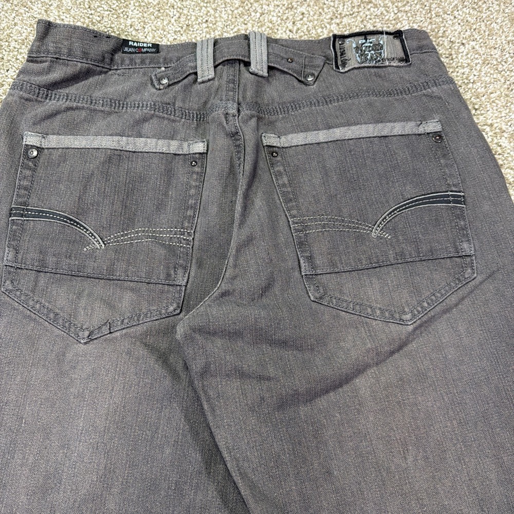Y2K Raider Jeans Black Stonewashed Loose Fit Essentials Hiphop Style 34/32 - Picture 6 of 11